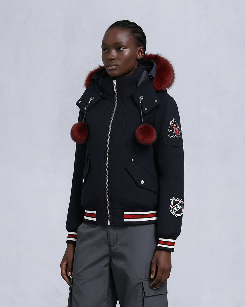 NHL X MOOSE KNUCKLES TEAM BOMBER JACKET-BLACK/SUMAC/BONE