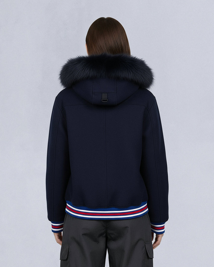 NHL X MOOSE KNUCKLES RANGERS BOMBER JACKET-NAVY/RED/BONE/BLACK
