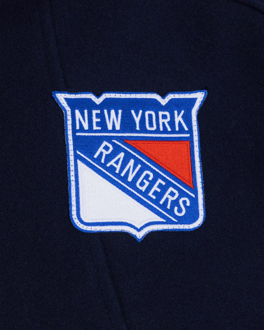 NHL X MOOSE KNUCKLES RANGERS BOMBER JACKET-NAVY/RED/BONE/BLACK