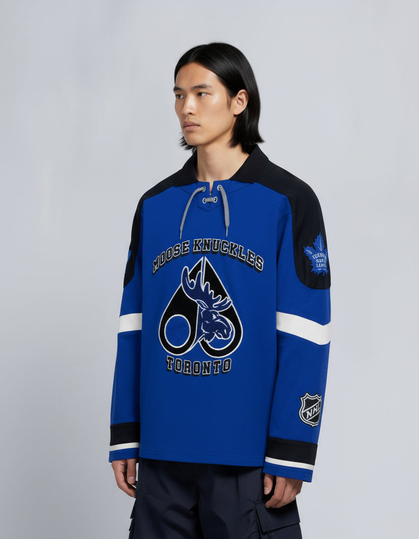 NHL X MOOSE KNUCKLES MAPLE LEAFS POLO-BLUE/BLACK/BONE