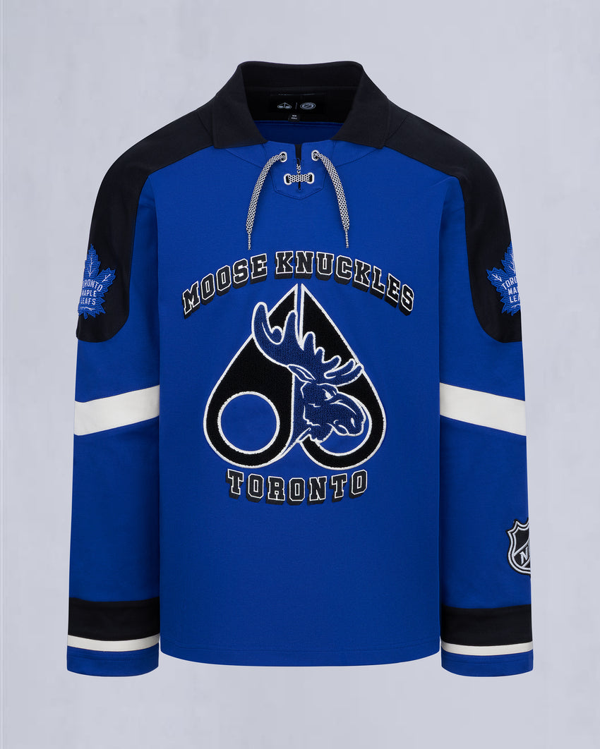 NHL X MOOSE KNUCKLES MAPLE LEAFS POLO-BLUE/BLACK/BONE