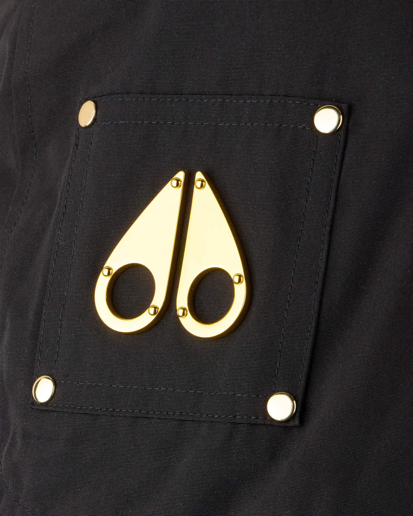 KIDS  UNISEX ORIGINAL GOLD SERIES SHEARLING TRIM BOMBER JACKET-BLACK/BLACK