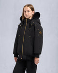 KIDS  UNISEX ORIGINAL GOLD SERIES SHEARLING TRIM BOMBER JACKET-BLACK/BLACK