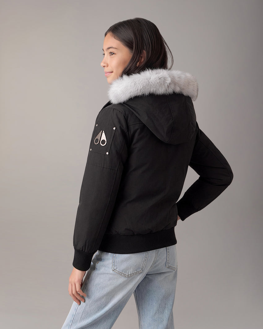 KIDS UNISEX ORIGINAL SHEARLING TRIM BOMBER -NAVY/BLACK