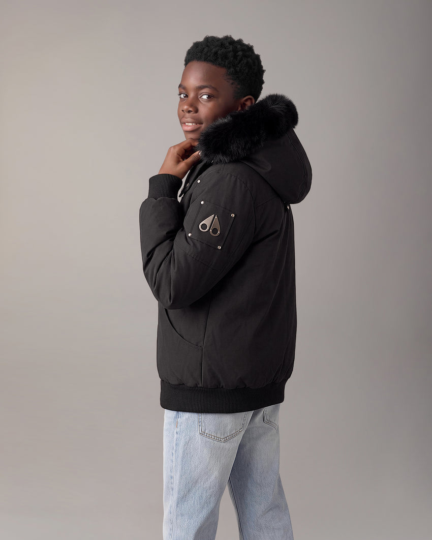 KIDS UNISEX ORIGINAL SHEARLING TRIM BOMBER -NAVY/BLACK