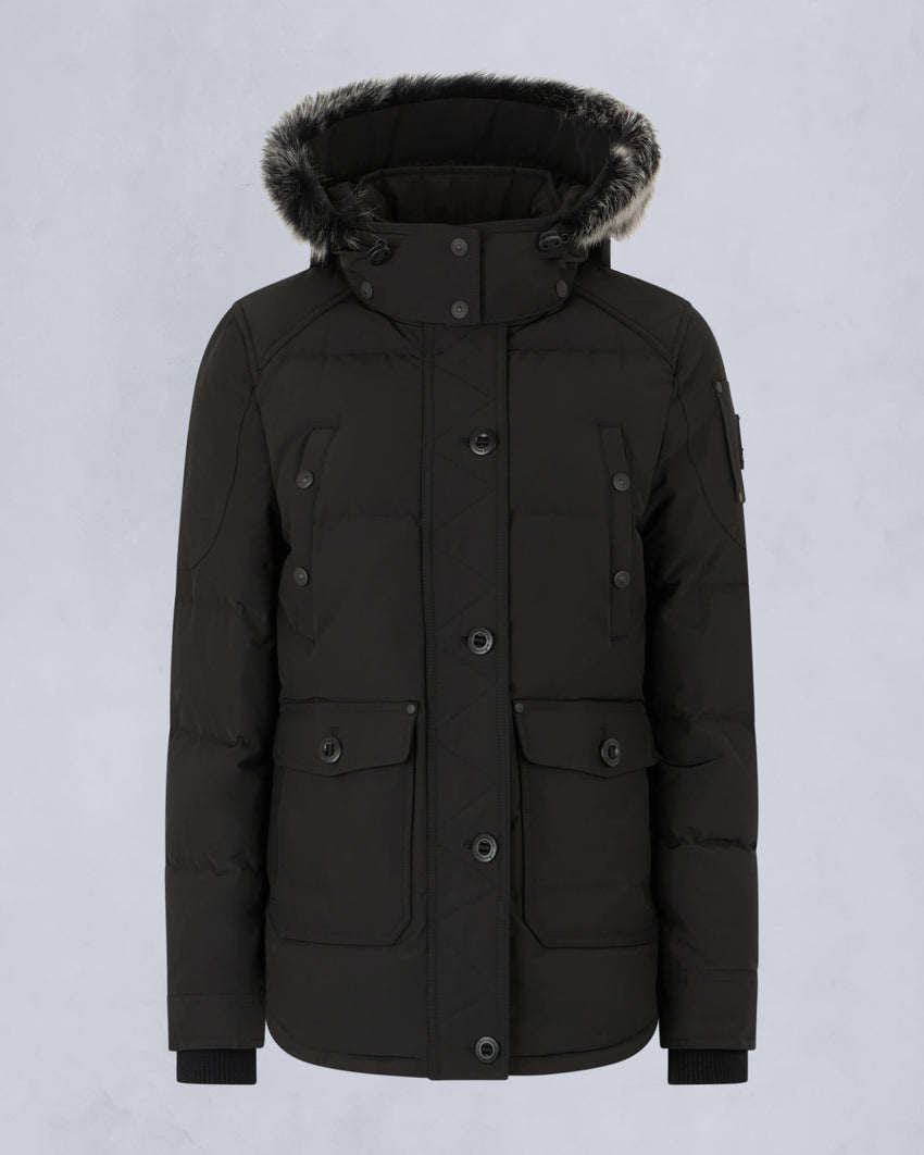 ONYX ANGUILLE SHEARLING TRIM JACKET-GREY BIRCH/ICE