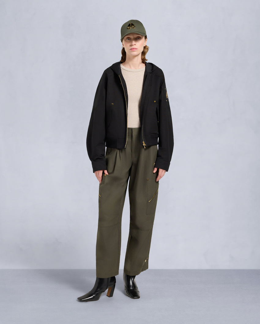 GOLD SERIES LOGAN SHEARLING TRIM BOMBER JACKET-DARK OLIVE/MOSS