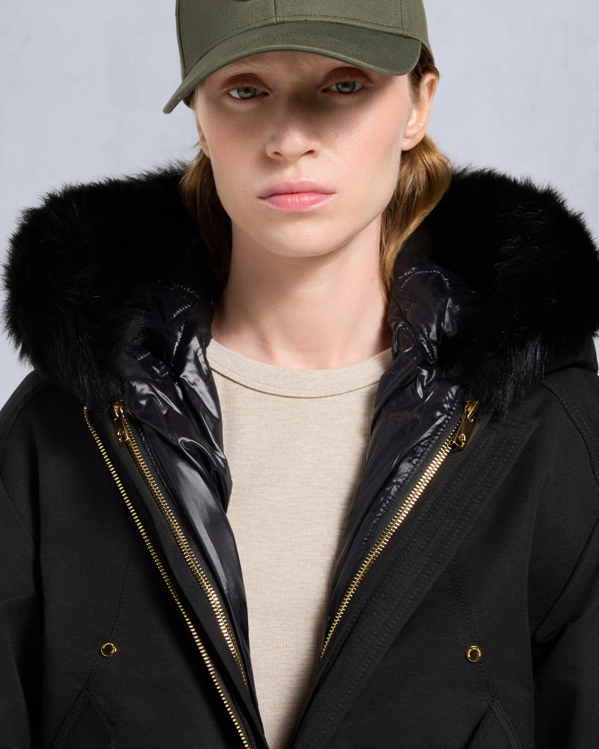 GOLD SERIES LOGAN SHEARLING TRIM BOMBER JACKET-DARK OLIVE/MOSS