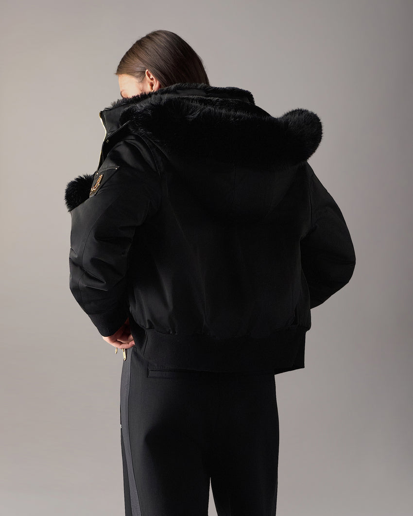 GOLD SERIES ORIGINAL SATIN DEBBIE BOMBER JACKET-BLACK