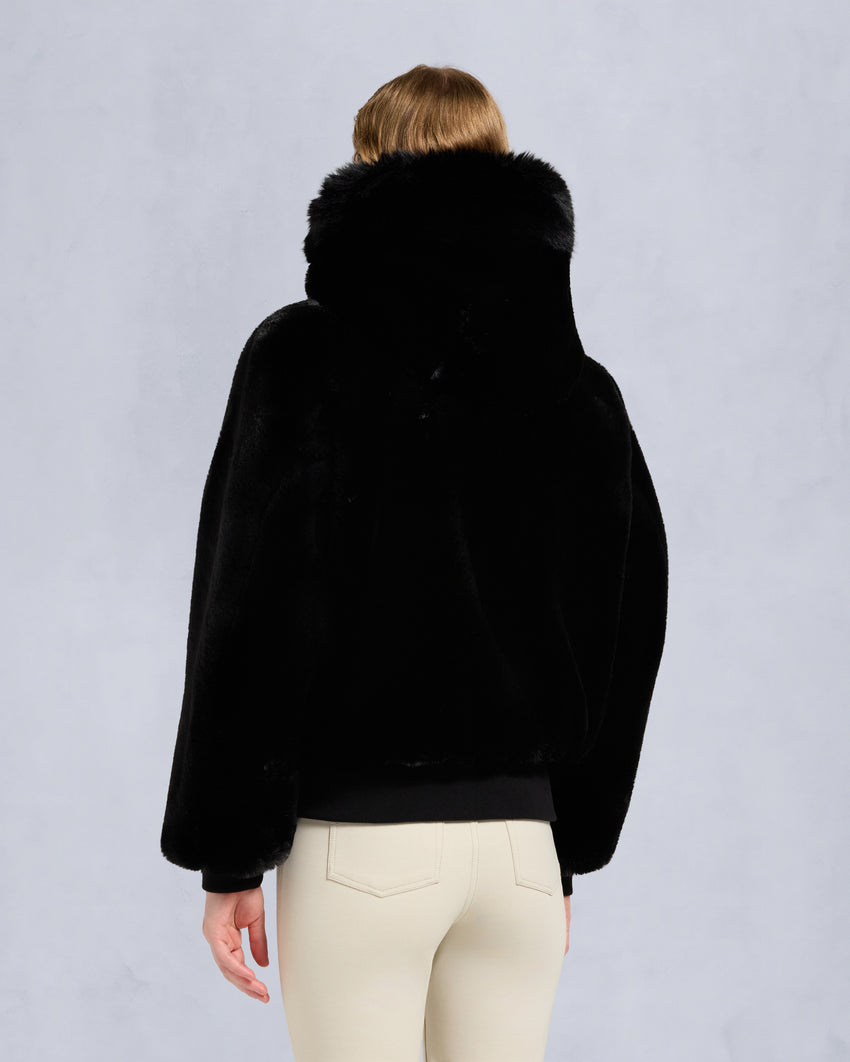 GOLD SERIES ORIGINAL SATIN DEBBIE BOMBER JACKET-BLACK