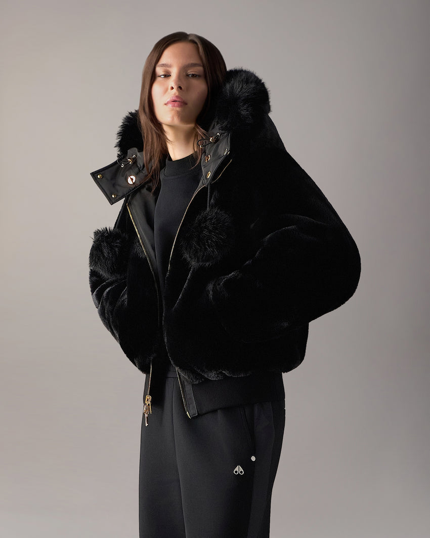 GOLD SERIES ORIGINAL SATIN DEBBIE BOMBER JACKET-BLACK