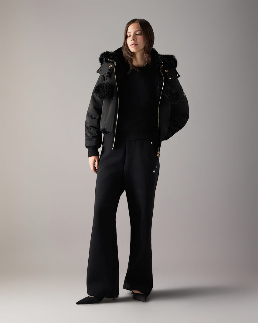 GOLD SERIES ORIGINAL SATIN DEBBIE BOMBER JACKET-BLACK