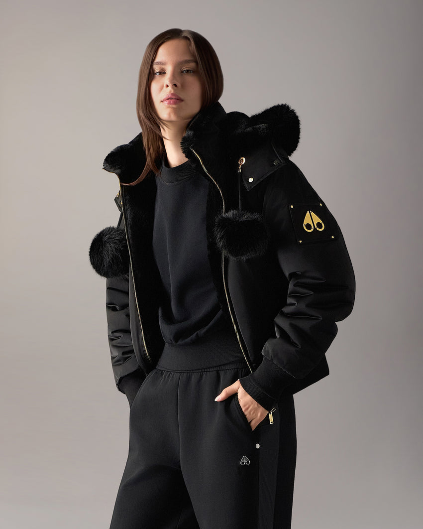 GOLD SERIES ORIGINAL SATIN DEBBIE BOMBER JACKET-BLACK