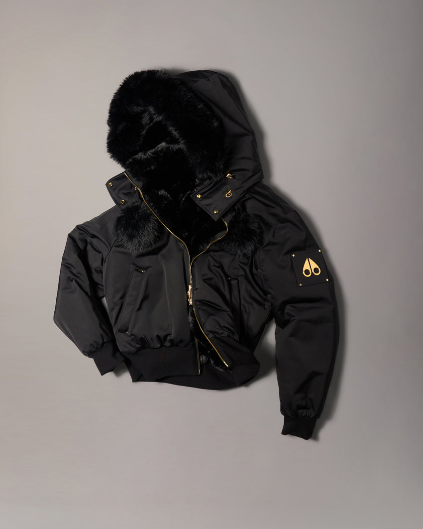 GOLD SERIES ORIGINAL SATIN DEBBIE BOMBER JACKET-BLACK