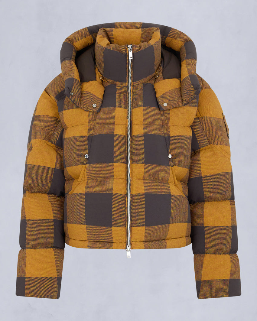 AKAI CROPPED PUFFER-SUMAC BLACK PLAID/BLACK