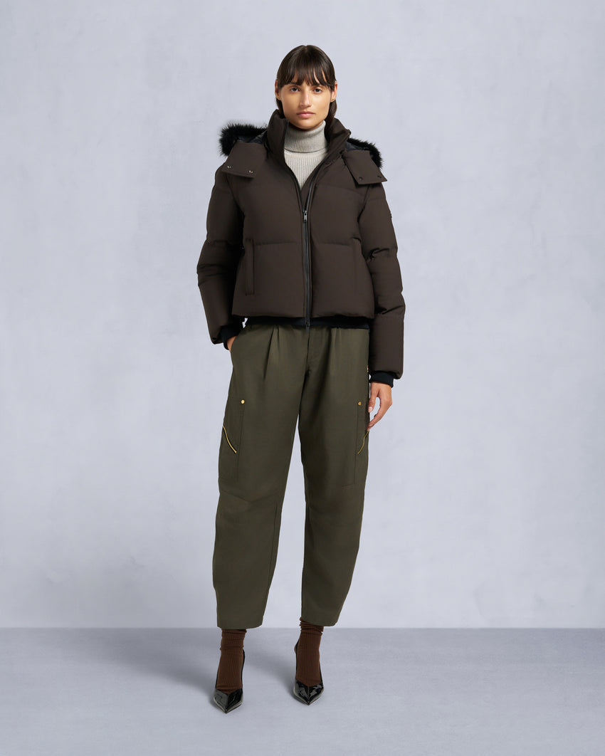 NYLUXE MISTI PUFFER-ESPRESSO/BLACK
