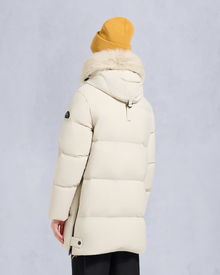 NYLUXE CHELIA SHEARLING TRIM 3Q JACKET-NAVY/BLACK
