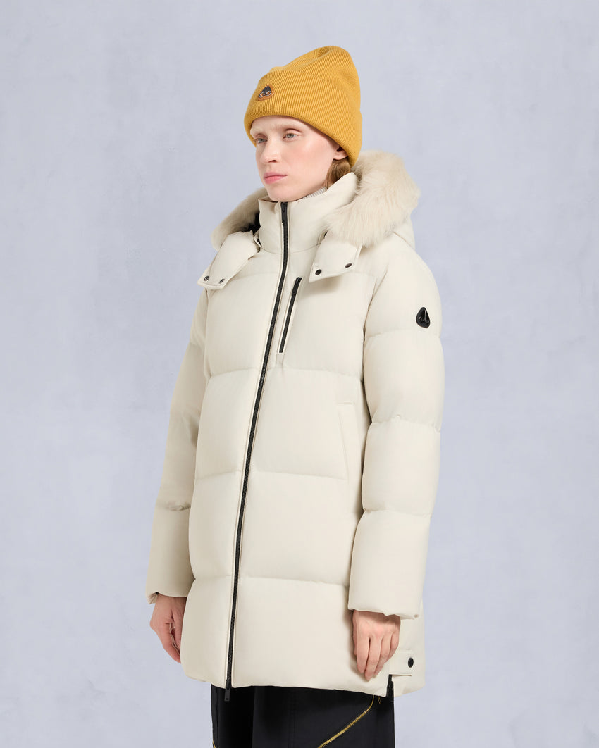 NYLUXE CHELIA SHEARLING TRIM 3Q JACKET-NAVY/BLACK