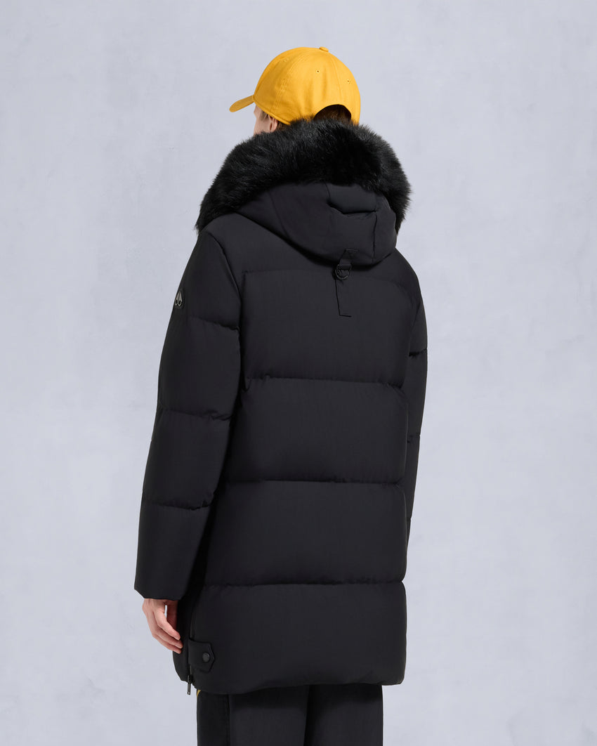 NYLUXE CHELIA SHEARLING TRIM 3Q JACKET-NAVY/BLACK