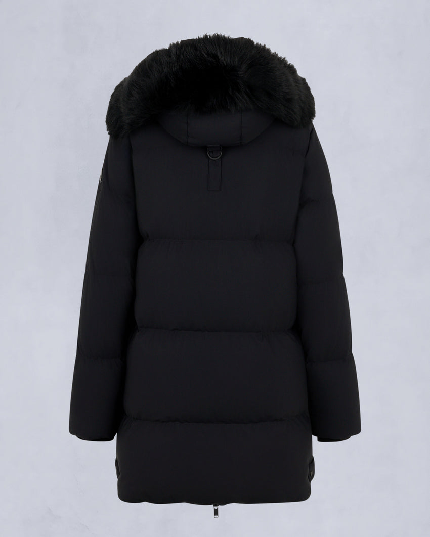 NYLUXE CHELIA SHEARLING TRIM 3Q JACKET-NAVY/BLACK