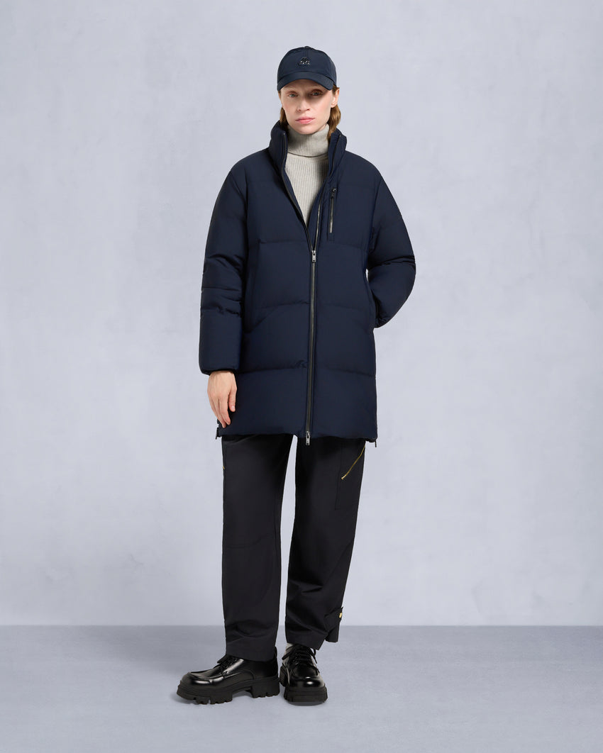 NYLUXE CHELIA SHEARLING TRIM 3Q JACKET-NAVY/BLACK