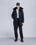 NYLUXE CHELIA SHEARLING TRIM 3Q JACKET-NAVY/BLACK