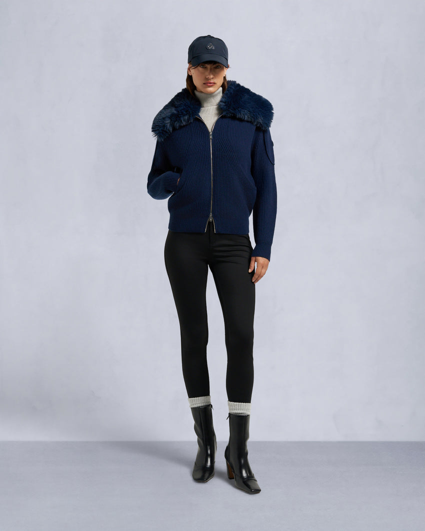 CORINA FULL-ZIP SWEATER-NAVY