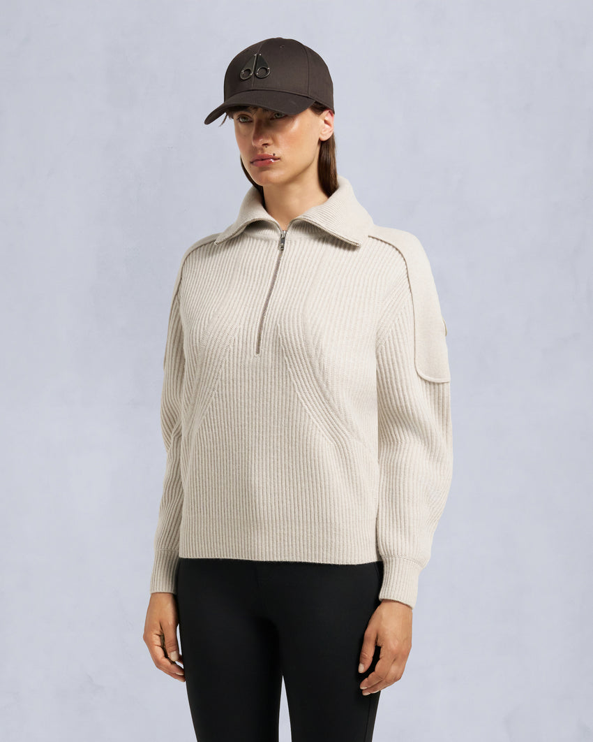 CORINA QUARTER-ZIP SWEATER-ALABASTER MELANGE