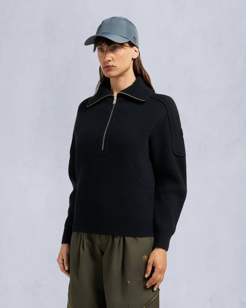 CORINA QUARTER-ZIP SWEATER-ALABASTER MELANGE