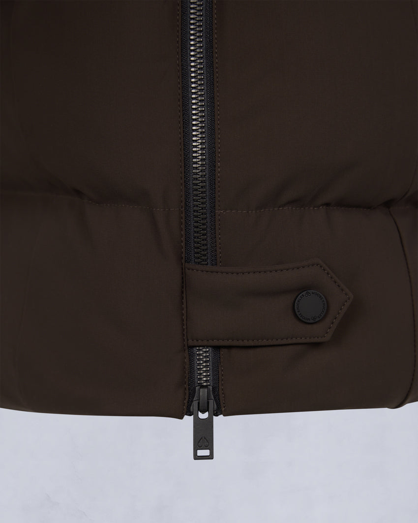 NYLUXE WATERSHED SHEARLING TRIM PARKA-DARK OLIVE/BLACK