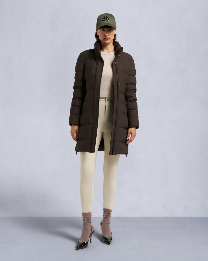 NYLUXE WATERSHED SHEARLING TRIM PARKA-DARK OLIVE/BLACK
