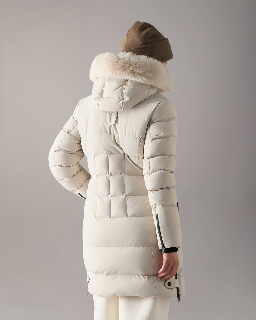 NYLUXE WATERSHED SHEARLING TRIM PARKA-DARK OLIVE/BLACK