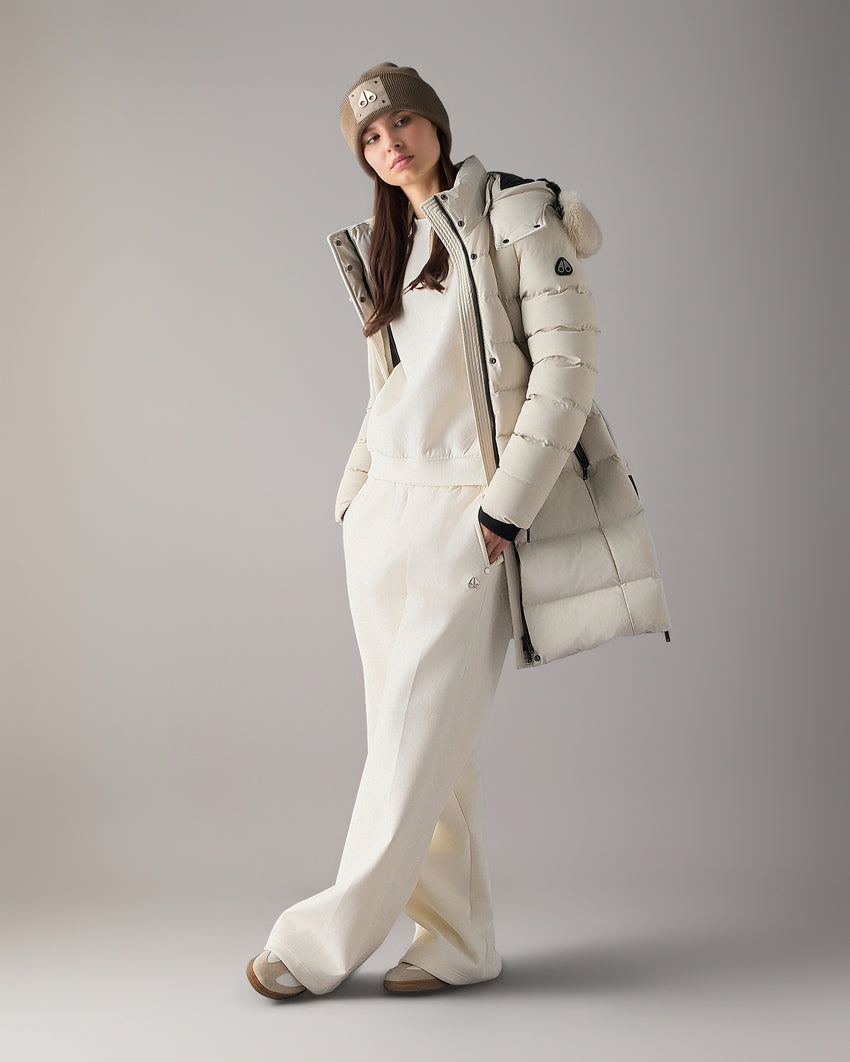 NYLUXE WATERSHED SHEARLING TRIM PARKA-DARK OLIVE/BLACK