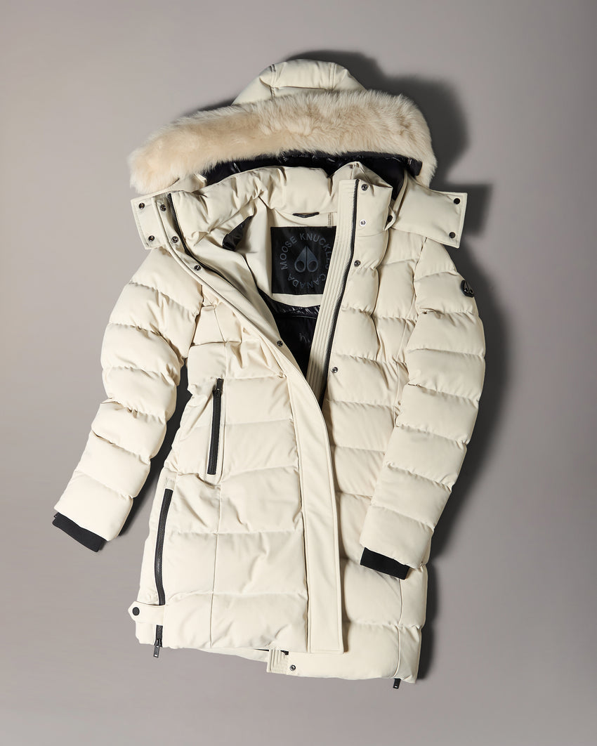 NYLUXE WATERSHED SHEARLING TRIM PARKA-DARK OLIVE/BLACK