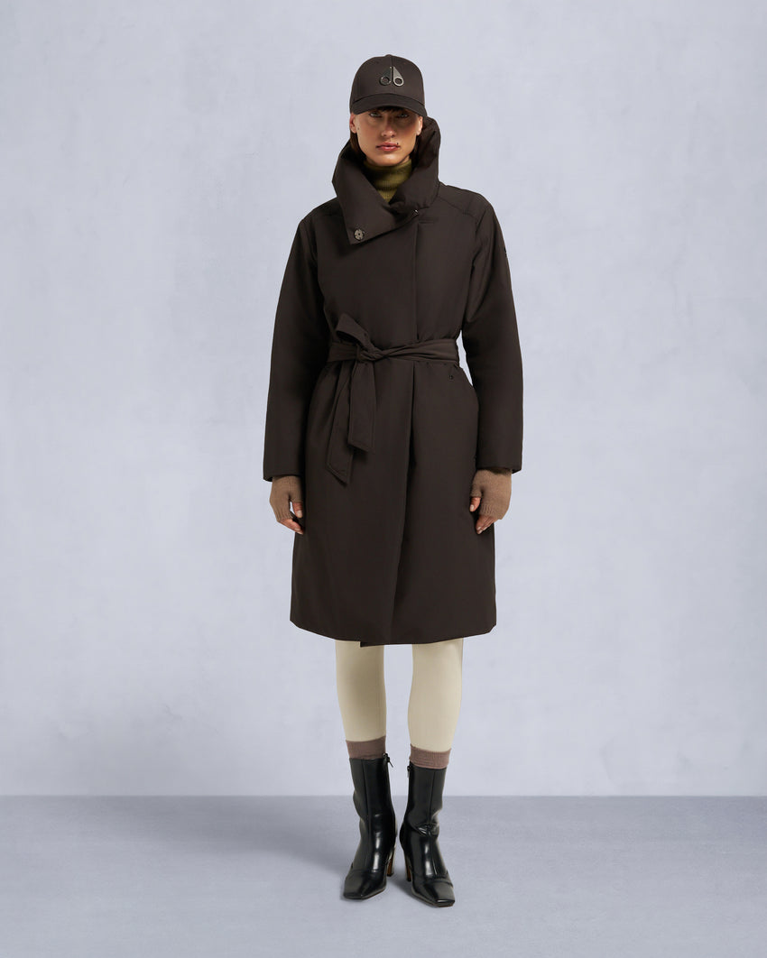 LONDSDALE LONG WRAP JACKET-ESPRESSO