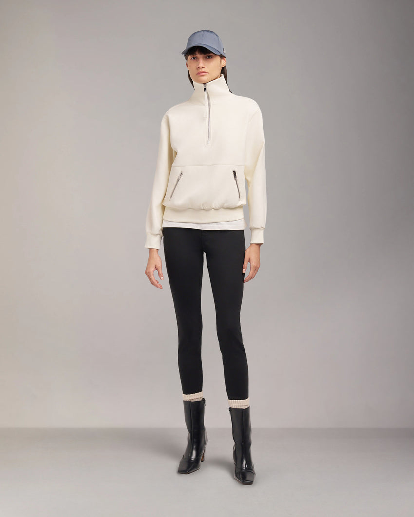 MIX MEDIA QUARTER ZIP SWEATER-ESPRESSO