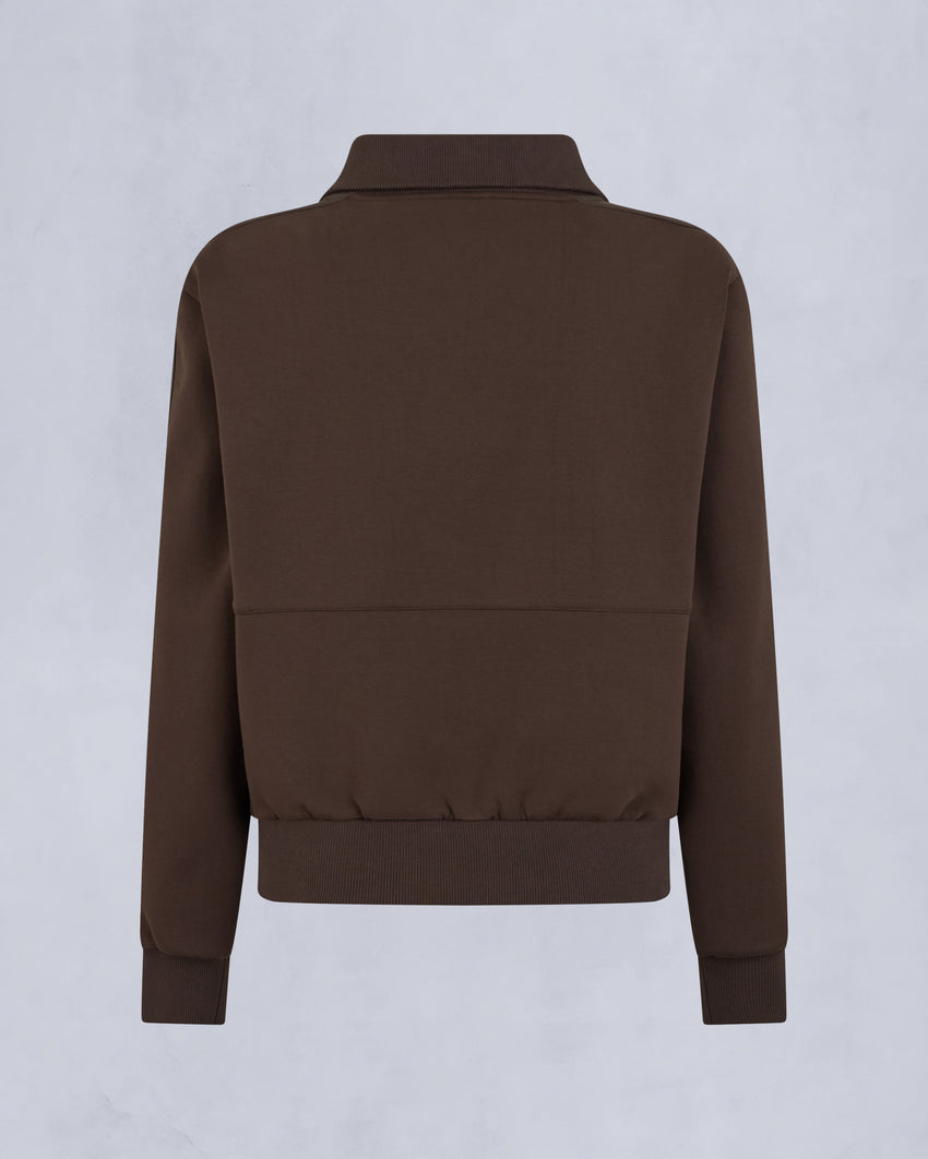 MIX MEDIA QUARTER ZIP SWEATER-ESPRESSO
