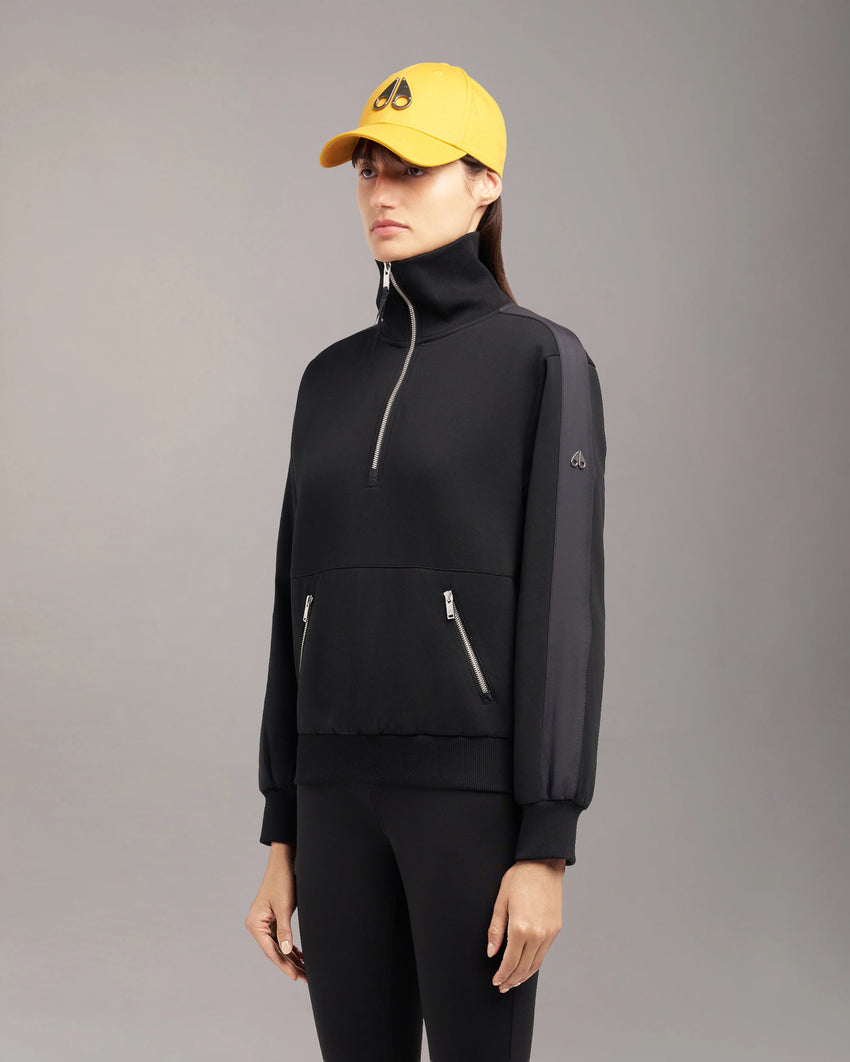 MIX MEDIA QUARTER ZIP SWEATER-ESPRESSO