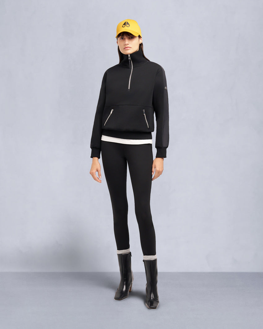 MIX MEDIA QUARTER ZIP SWEATER-ESPRESSO