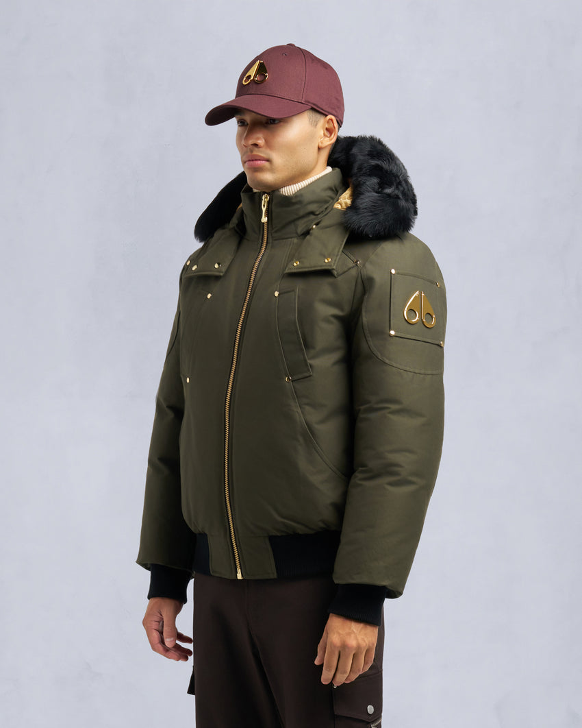 GOLD SERIES ORIGINAL SHEARLING TRIM BALLISTIC BOMBER-BEET/BLACK
