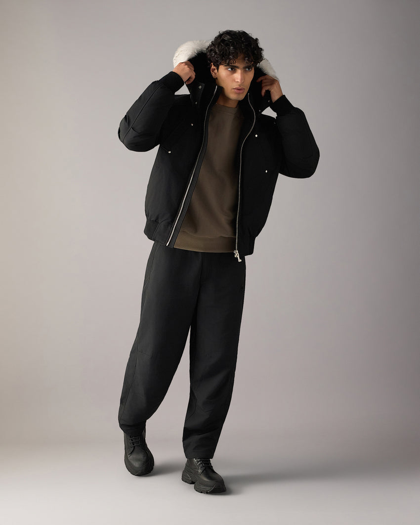 ORIGINAL BALLISTIC SHEARLING TRIM BOMBER JACKET-BLUESTONE/BLACK