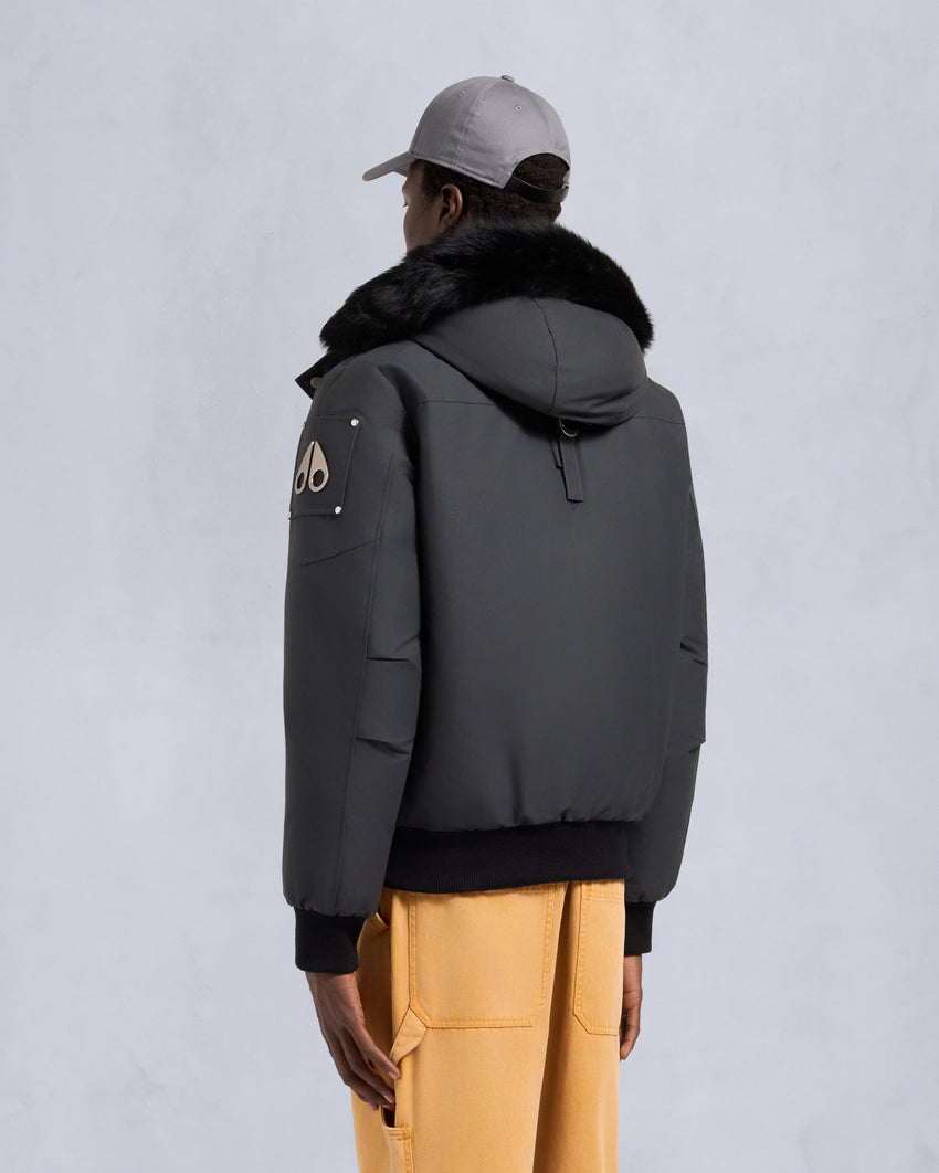 ORIGINAL BALLISTIC SHEARLING TRIM BOMBER JACKET-BLUESTONE/BLACK