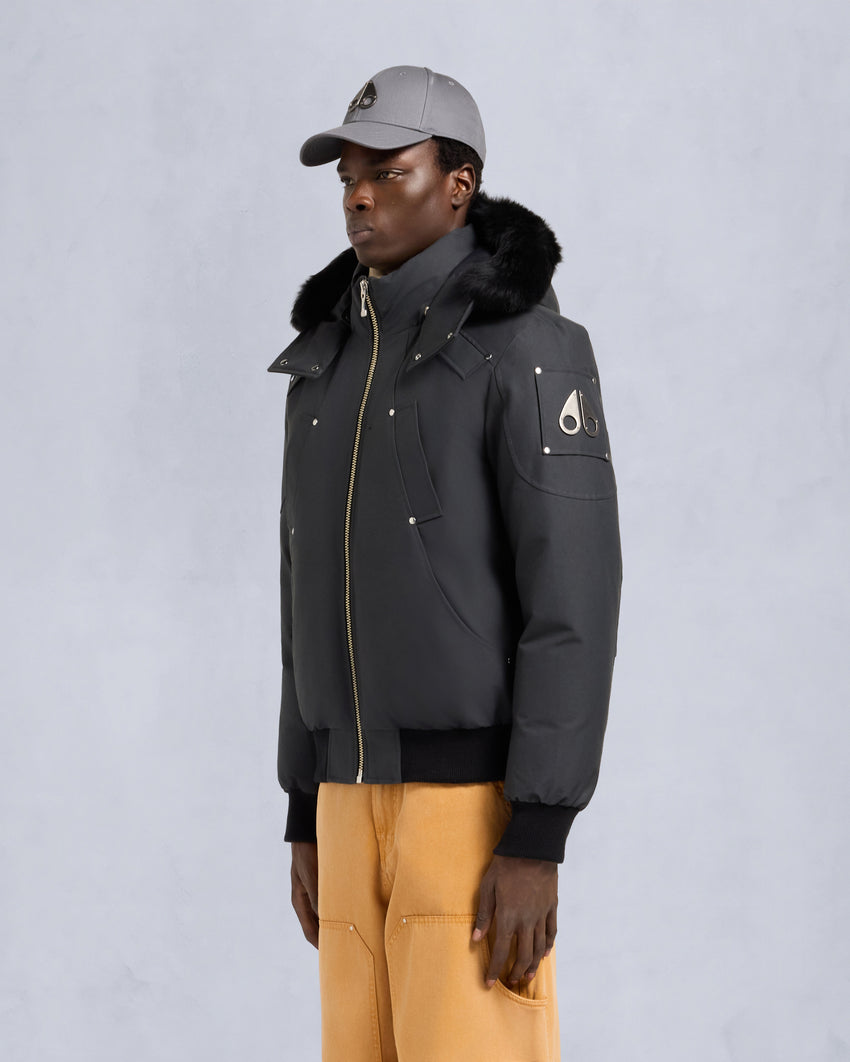 ORIGINAL BALLISTIC SHEARLING TRIM BOMBER JACKET-BLUESTONE/BLACK