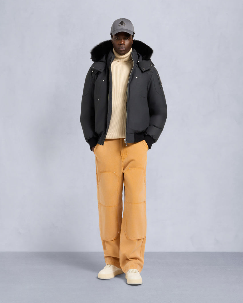 ORIGINAL BALLISTIC SHEARLING TRIM BOMBER JACKET-BLUESTONE/BLACK