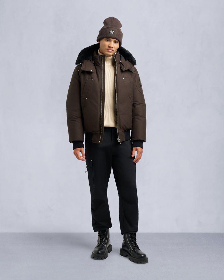 ORIGINAL BALLISTIC SHEARLING TRIM BOMBER JACKET-BLUESTONE/BLACK