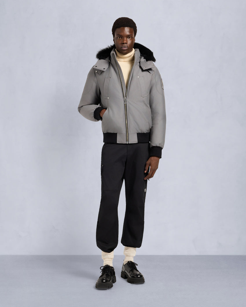 ORIGINAL BALLISTIC SHEARLING TRIM BOMBER JACKET-BLUESTONE/BLACK