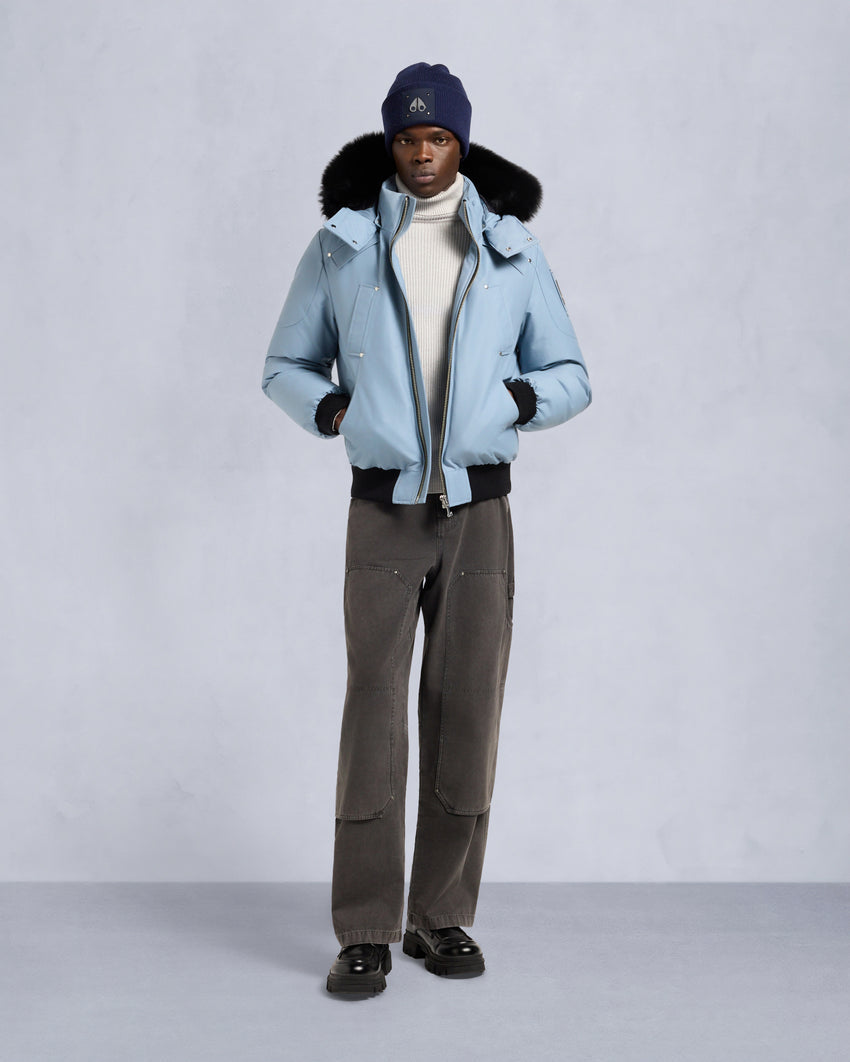 ORIGINAL BALLISTIC SHEARLING TRIM BOMBER JACKET-BLUESTONE/BLACK