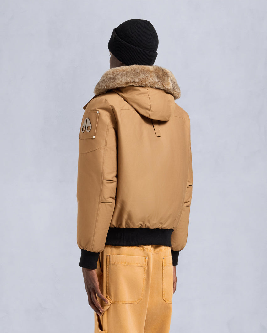ORIGINAL BALLISTIC SHEARLING TRIM BOMBER JACKET-BLUESTONE/BLACK