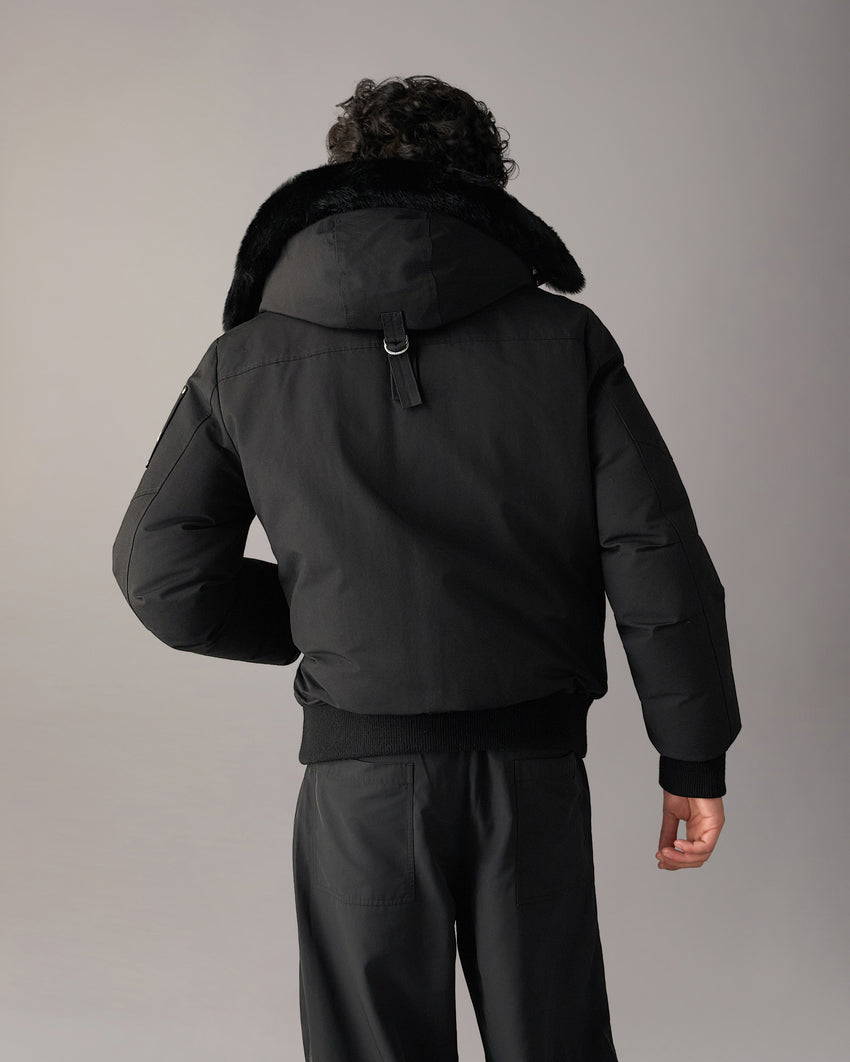 ORIGINAL BALLISTIC SHEARLING TRIM BOMBER JACKET-BLUESTONE/BLACK