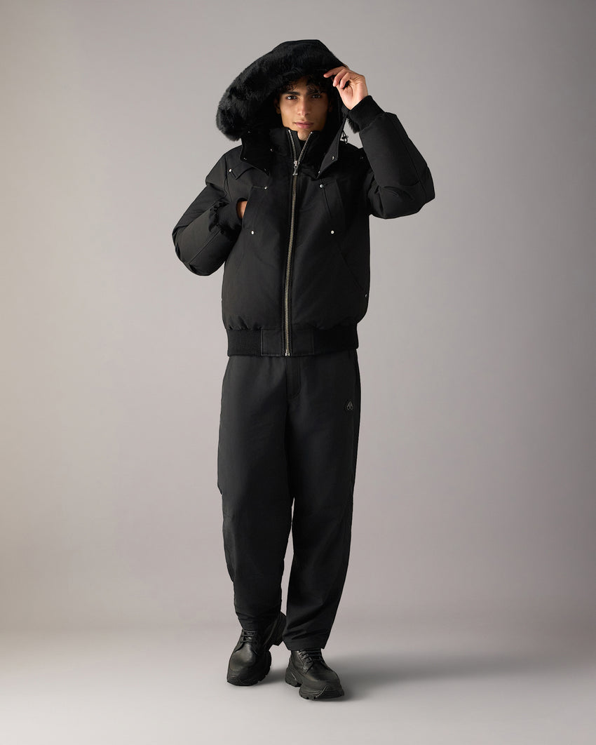 ORIGINAL BALLISTIC SHEARLING TRIM BOMBER JACKET-BLUESTONE/BLACK
